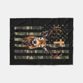 Christelijke hertenjacht Camo Amerikaanse vlag Fleece Deken (Voorkant (Horizontaal))