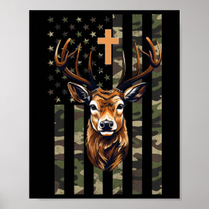 Christelijke hertenjacht Camo Amerikaanse vlag Poster