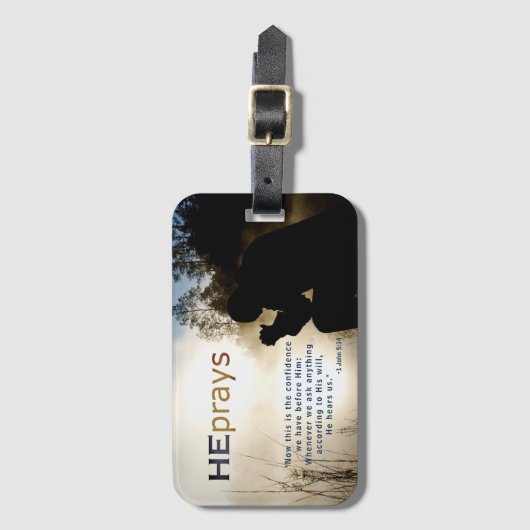 Christelijke HIJ PRAYS Bagagelabel (Voorkant (verticaal))