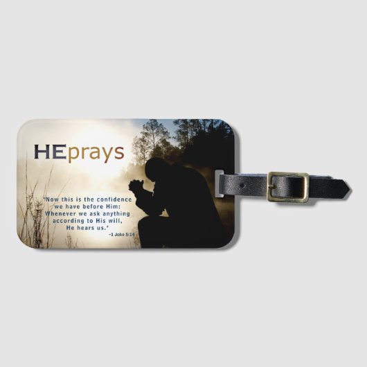 Christelijke HIJ PRAYS Bagagelabel (Voorkant (horizontaal))