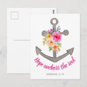 Christelijke Hoop verankert de Soul Bible Verse Briefkaart (Voorkant / Achterkant)