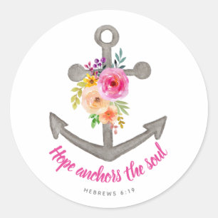 Christelijke Hoop verankert de Soul Verse Floral Ronde Sticker