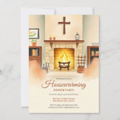 Christelijke housewarming gezellige open haard din kaart (Voorkant)