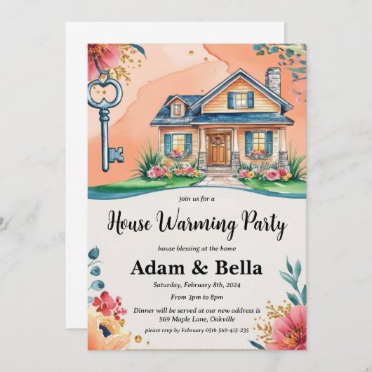 Christelijke housewarming-uitnodiging kaart (Voorkant / Achterkant)