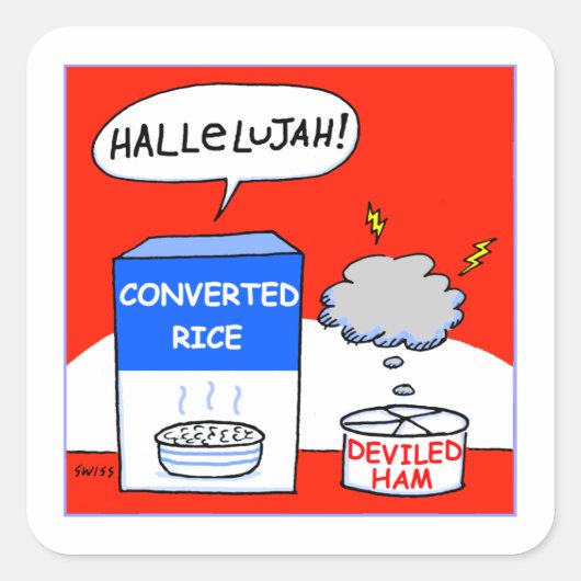 Christelijke Humor Foodie Cartoon Vierkante Sticker (Voorkant)