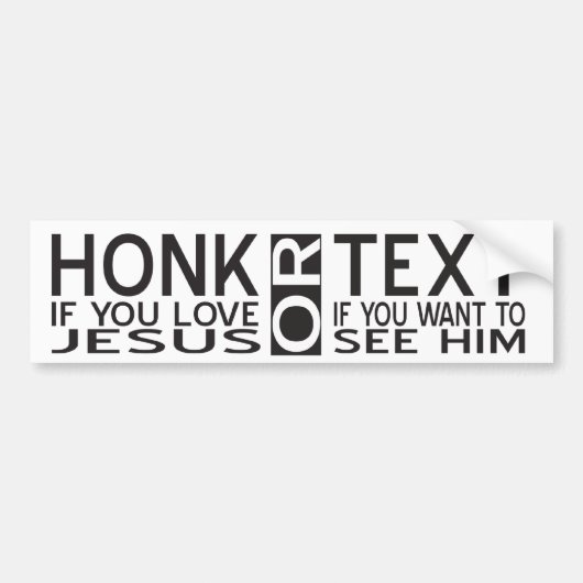 Christelijke Humor Funny Car Bumpersticker Zwart (Voorkant)