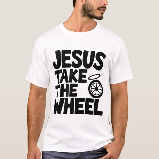 Christelijke Humor: Jezus neemt het stuur over T-shirt (Voorkant)