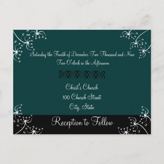 Christelijke huwelijksuitnodiging diep Blauwgroen Uitnodiging Briefkaart (Achterkant)