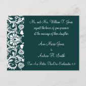 Christelijke huwelijksuitnodiging diep Blauwgroen Uitnodiging Briefkaart (Voorkant)