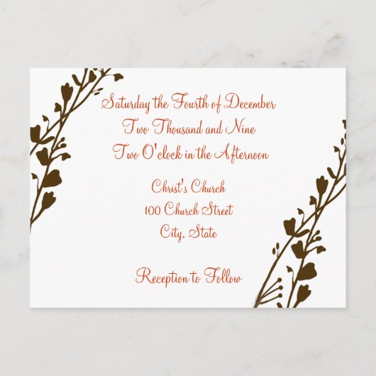 Christelijke huwelijksuitnodiging diepe chocolade uitnodiging briefkaart (Achterkant)