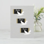 Christelijke huwelijksuitnodiging — geloof, hoop & kaart (Staand voorkant)