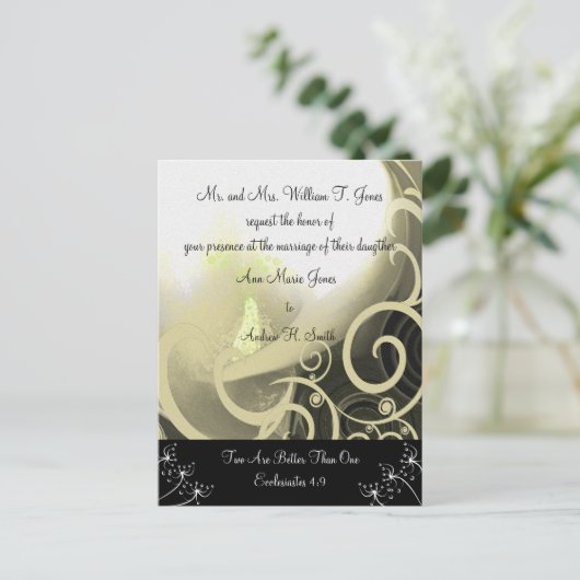 Christelijke huwelijksuitnodiging Green Cala Lily Uitnodiging Briefkaart (Staand voorkant)