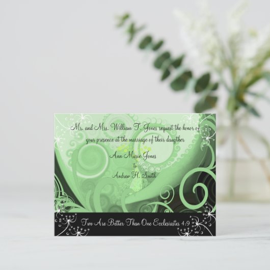 Christelijke huwelijksuitnodiging Green Cala Lily Uitnodiging Briefkaart (Staand voorkant)