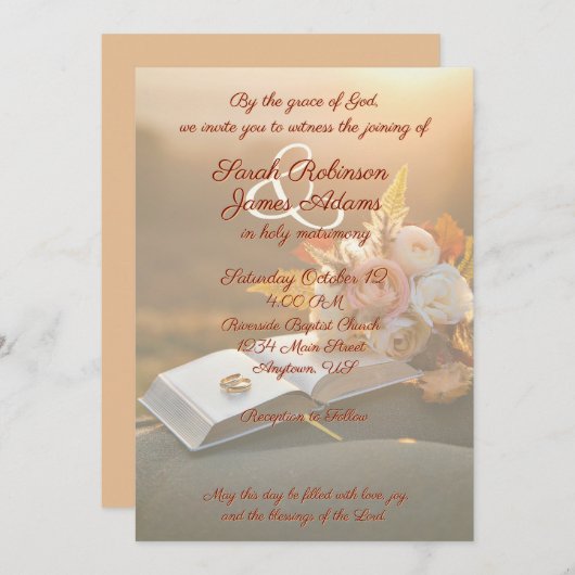 Christelijke huwelijksuitnodiging kaart (Voorkant / Achterkant)