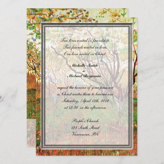 Christelijke huwelijksuitnodiging kaart (Voorkant / Achterkant)