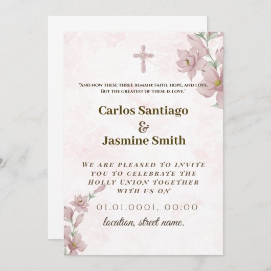 Christelijke huwelijksuitnodiging kaart (Voorkant / Achterkant)