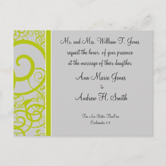 Christelijke huwelijksuitnodiging Limoen & een bee Uitnodiging Briefkaart (Voorkant)