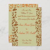 Christelijke huwelijksuitnodiging Sinaasappel en b Uitnodiging Briefkaart (Voorkant / Achterkant)
