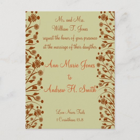 Christelijke huwelijksuitnodiging Sinaasappel en b Uitnodiging Briefkaart (Voorkant)