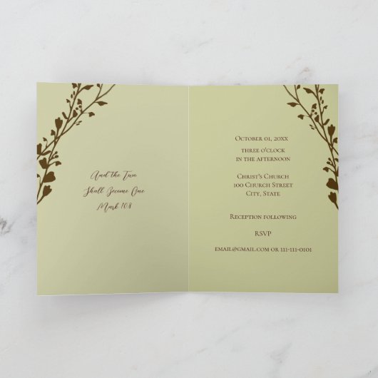 Christelijke huwelijksuitnodiging-Twee worden één (Binnen)