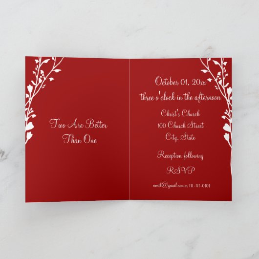 Christelijke huwelijksuitnodiging-twee zijn beter (Binnen)