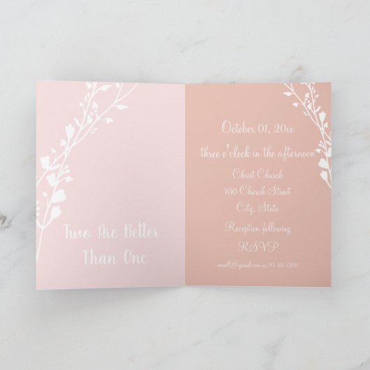 Christelijke huwelijksuitnodiging-twee zijn beter (Binnen)