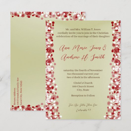 Christelijke huwelijksuitnodiging uitnodiging briefkaart (Voorkant / Achterkant)
