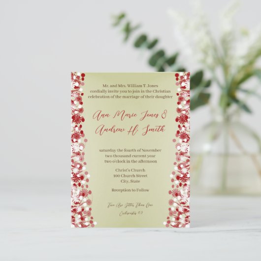 Christelijke huwelijksuitnodiging uitnodiging briefkaart (Staand voorkant)