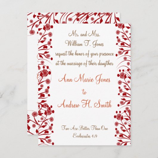 Christelijke huwelijksuitnodiging uitnodiging briefkaart (Voorkant / Achterkant)
