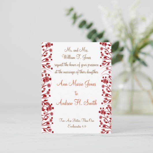 Christelijke huwelijksuitnodiging uitnodiging briefkaart (Staand voorkant)