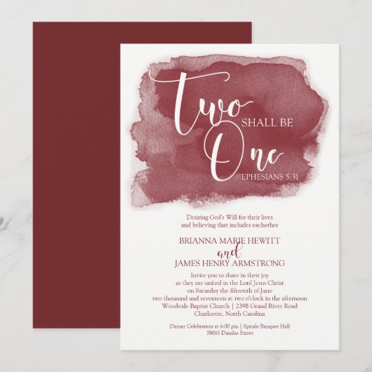 Christelijke huwelijksuitnodiging - Waterverf Mars Kaart (Voorkant / Achterkant)