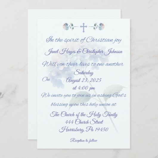 Christelijke Hydrangea bruiloft uitnodiging (Voorkant / Achterkant)