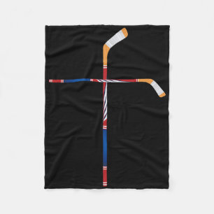 Christelijke ijshockeysticks kruis geloof sporten fleece deken