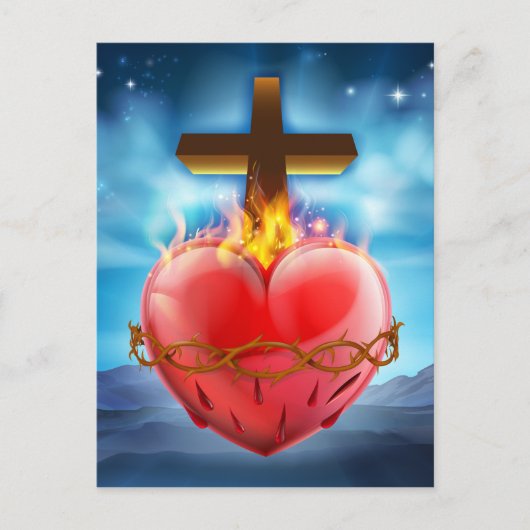 Christelijke illustratie Sacred Heart Briefkaart (Voorkant)
