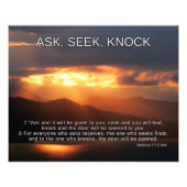 Christelijke inspiratie, zoek God, Matteüs 7 7-8 Foto Afdruk (Voorkant)