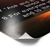 Christelijke inspiratie, zoek God, Matteüs 7 7-8 Foto Afdruk (Hoek)