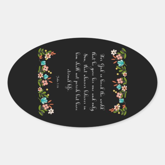 Christelijke inspirerend kunst - Johannes 3:16 Ovale Sticker (Voorkant)