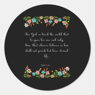 Christelijke Inspirerend kunst - Johannes 3:16 Ronde Sticker