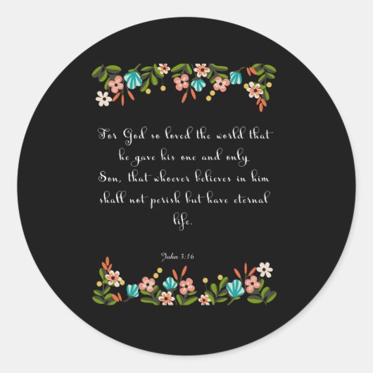 Christelijke Inspirerend kunst - Johannes 3:16 Ronde Sticker (Voorkant)