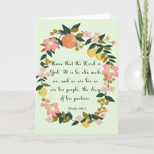 Christelijke inspirerend kunst - Psalm 100:3 Feestdagen Kaart (Voorkant)
