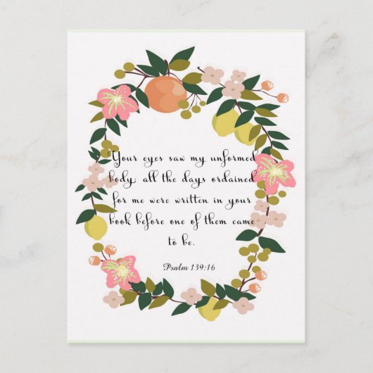 Christelijke inspirerend kunst - Psalm 139:16 Briefkaart (Voorkant)