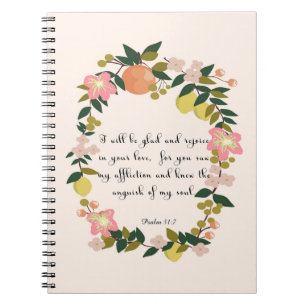 Christelijke inspirerend kunst - Psalm 31:7 Notitieboek