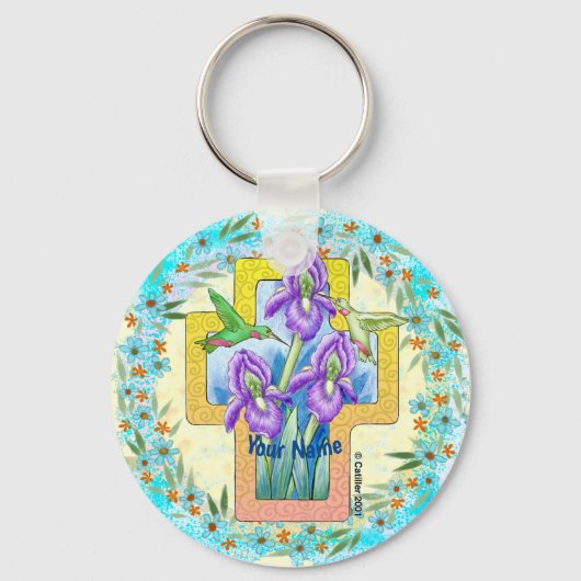 Christelijke Iris-kruissleutelhanger Sleutelhanger (Voorkant)