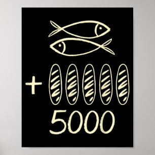 Christelijke jesus 2 vissen 5 broden voedt 5000 ma poster