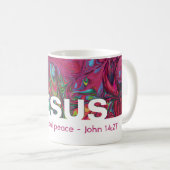 Christelijke JESUS BIEDT Echte PINK voor vrede Koffiemok (Voorkant rechts)