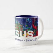 Christelijke JESUS BIEDT Echte vrede Tweekleurige Koffiemok (Voorkant rechts)