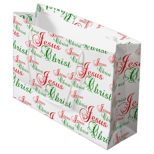 Christelijke JESUS CHRIST Kerstmis Groot Cadeauzakje (Voorkant Gekanteld)