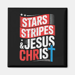 Christelijke Jesus Christ Stars Stripes 4th of Jul Magneet
