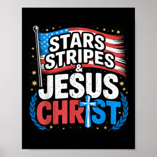 Christelijke Jesus Christ Stars Stripes 4th of Jul Poster