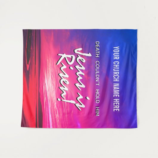 Christelijke JESUS IS RISEN Church Pasen Wandkleed (Voorkant (horizontaal))